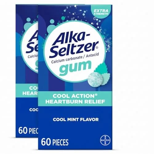 Alka-Seltzer Chewing Gum Cool Mint | Fast Heartburn Relief, Extra Strength (1 Count, Pack of 120) thumbnail 1