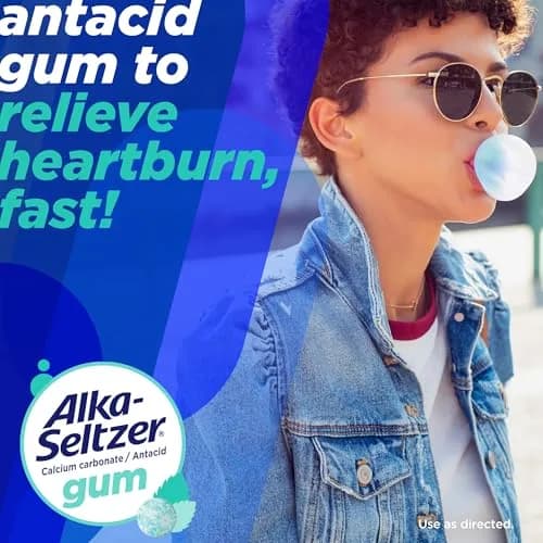 Alka-Seltzer Chewing Gum Cool Mint | Fast Heartburn Relief, Extra Strength (1 Count, Pack of 120) thumbnail 2