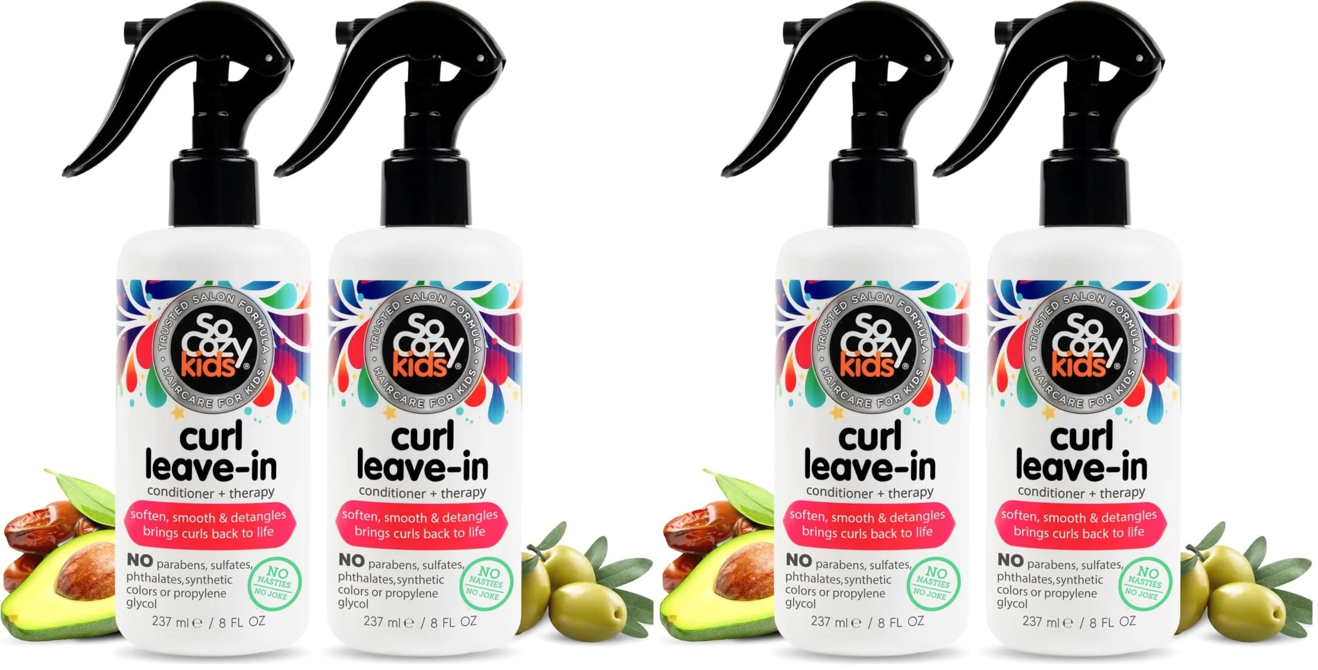 SO COZY Leave In Conditioner Spray 236ml (8 Fl Oz) Detangler for Kids' Curly Hair | Gentle & Nourishing with Keratin — 8 Fl Oz