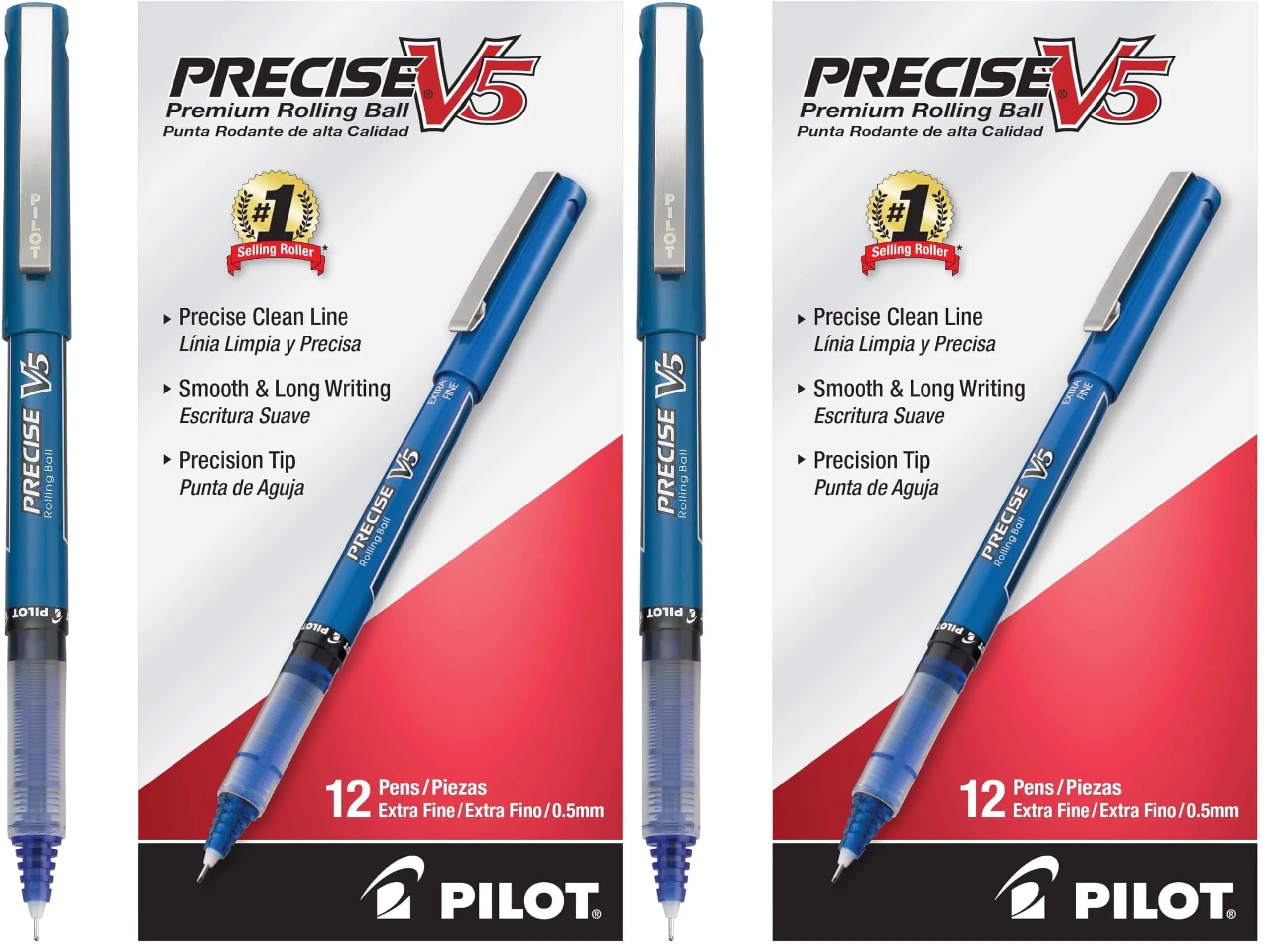 PILOT Precise V5 Rollerball Pens, Extra Fine Point 0.5 mm Blue Pens, Pack of 24 | Smooth Writing for School, Journaling & Office