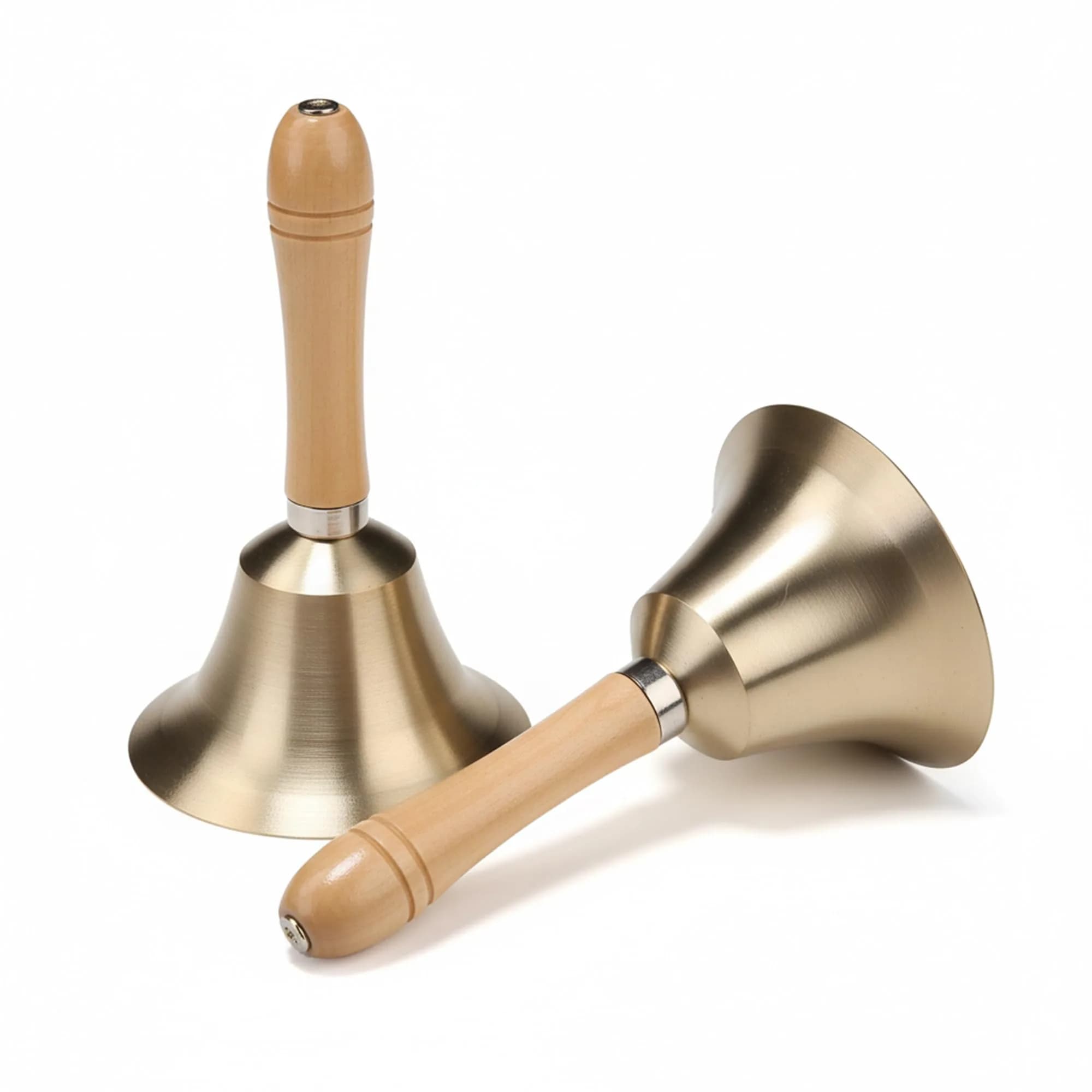 TDOCK Super Loud Solid Brass Hand Call Bell with Wooden Handle | 8 cm (3.15 inch) — 3.15 inch