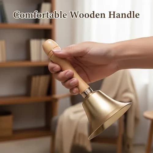 TDOCK Super Loud Solid Brass Hand Call Bell 7.9cm (3.15 Inch) Diameter | Classic Wedding & Prayer Bell thumbnail 4
