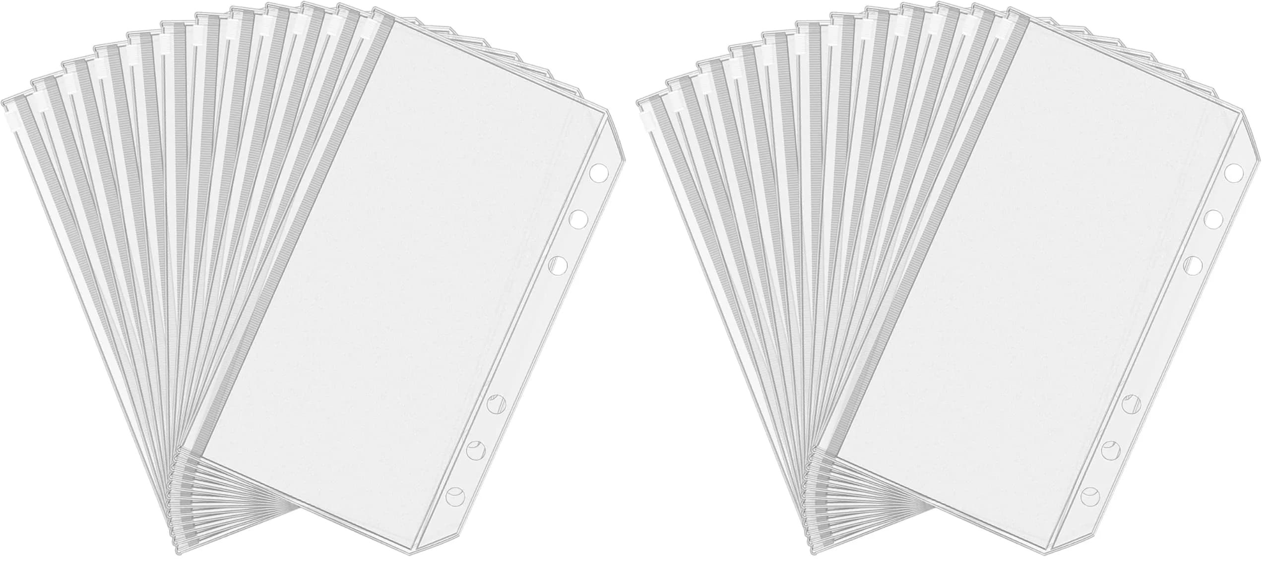 Antner A6 Binder Pockets 24 Pack Clear Zipper Folders with 6 Holes | Waterproof PVC Document Pouch Filing Bags