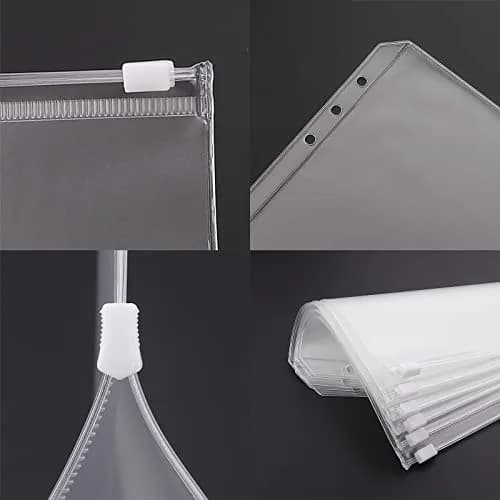 Antner A6 Binder Pockets 24 Pack Clear Zipper Folders with 6 Holes | Waterproof PVC Document Pouch Filing Bags thumbnail 5