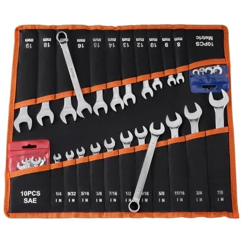 VEVOR Combination Wrench Set, 42-Piece SAE & Metric, Carbon Steel, 12-Point Box & 15° Angled Open End, for Household & Auto Repairs thumbnail 1