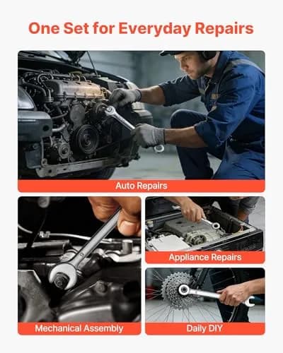 VEVOR Combination Wrench Set, 42-Piece SAE & Metric, Carbon Steel, 12-Point Box & 15° Angled Open End, for Household & Auto Repairs thumbnail 6