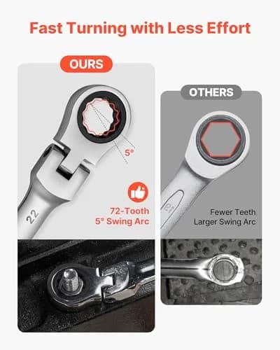 VEVOR Flex-Head Ratcheting Wrench Set, 30-Piece SAE & Metric, 72 Teeth, Cr-V Steel, for Household & Auto Repairs thumbnail 3