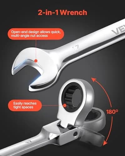 VEVOR Flex-Head Ratcheting Wrench Set, 30-Piece SAE & Metric, 72 Teeth, Cr-V Steel, for Household & Auto Repairs thumbnail 4