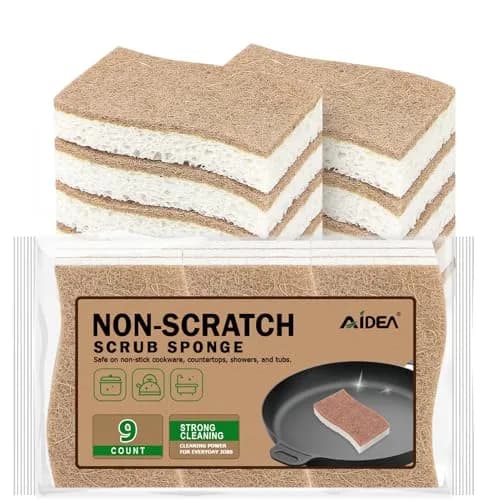 AIDEA Kitchen Sponges, 9 Count (Pack of 1) | Non-Scratch Cellulose Scrub Sponges for Dishes, Cleaning Power for Kitchen, Bathroom, Household thumbnail 1