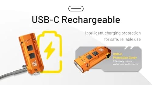 Nitecore TIP3 Rechargeable Keychain Flashlight, 720 Lumens, 3 Color Temps, USB-C, Orange | EDC Pocket Light thumbnail 7