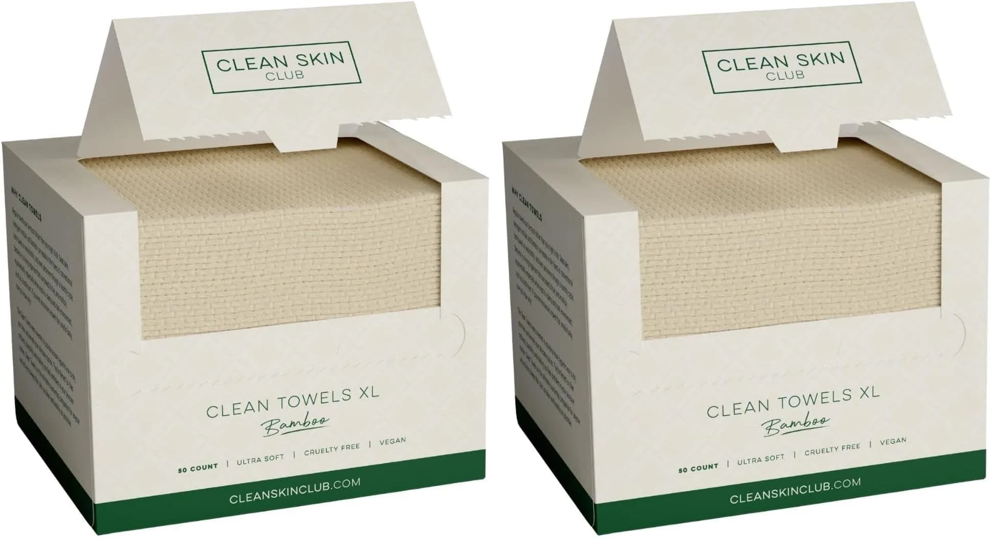 Clean Skin Club Bamboo Viscose Clean Towels XL 100 Count (2-Pack) | USDA Biobased Disposable Face Towels - main product image
