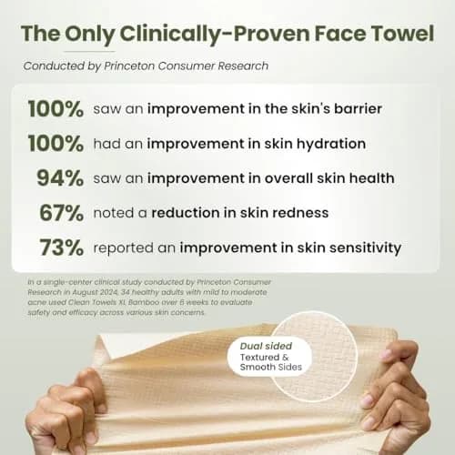 Clean Skin Club Bamboo Viscose Clean Towels XL 100 Count (2-Pack) | USDA Biobased Disposable Face Towels thumbnail 2