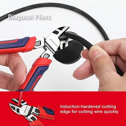 WORKPRO Pliers Set (5-Piece, Pack of 2) | Premium Cr-V Construction, Includes 6 Inch Slip Joint, Long Nose, Diagonal Cutting, 8 Inch Groove Joint, 7 Inch Linesman and Storage Pouch thumbnail 3