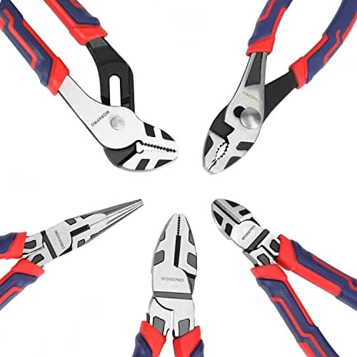 WORKPRO Pliers Set (5-Piece, Pack of 2) | Premium Cr-V Construction, Includes 6 Inch Slip Joint, Long Nose, Diagonal Cutting, 8 Inch Groove Joint, 7 Inch Linesman and Storage Pouch thumbnail 5