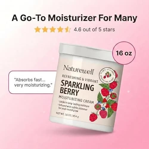 NATURE WELL Sparkling Berry Body Cream with Shimmer 473ml (16 Oz) | Hydrating & Glow-Enhancing Formula thumbnail 6
