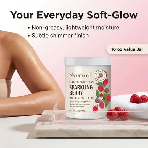 NATURE WELL Sparkling Berry Body Cream with Shimmer 473ml (16 Oz) | Hydrating & Glow-Enhancing Formula thumbnail 2
