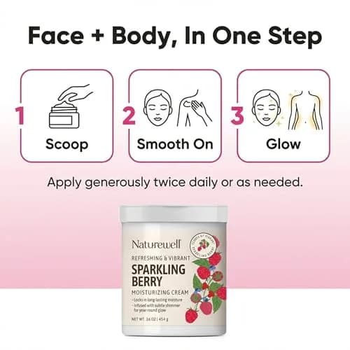 NATURE WELL Sparkling Berry Body Cream with Shimmer 473ml (16 Oz) | Hydrating & Glow-Enhancing Formula thumbnail 4
