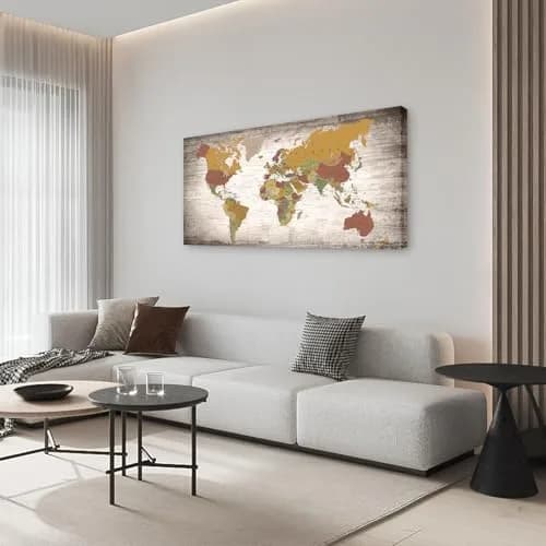 Baisuwallart World Map Canvas Art Print 60x120cm (24x48 inches) | Detailed World Map for Home & Office Decor thumbnail 8
