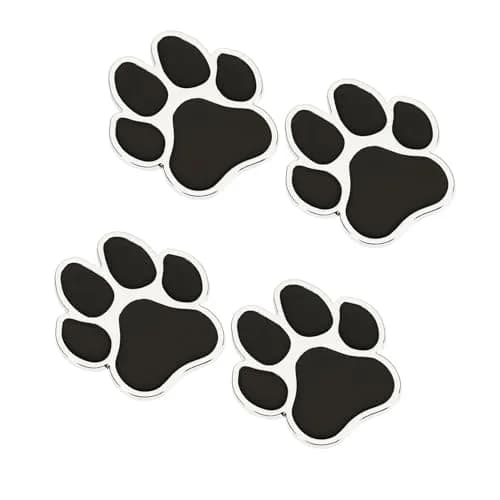 LZLRUN 4PCS Silver Black 3D Chrome Dog Paw Footprint Car Decoration Sticker 6cm (2.4in) x 6.5cm (2.6in) thumbnail 1