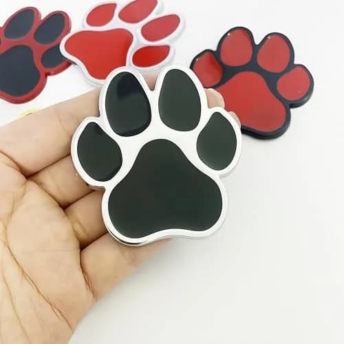 LZLRUN 4PCS Silver Black 3D Chrome Dog Paw Footprint Car Decoration Sticker 6cm (2.4in) x 6.5cm (2.6in) thumbnail 8