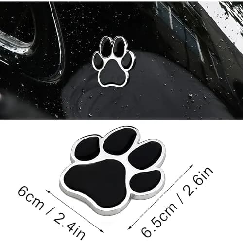 LZLRUN 4PCS Silver Black 3D Chrome Dog Paw Footprint Car Decoration Sticker 6cm (2.4in) x 6.5cm (2.6in) thumbnail 2