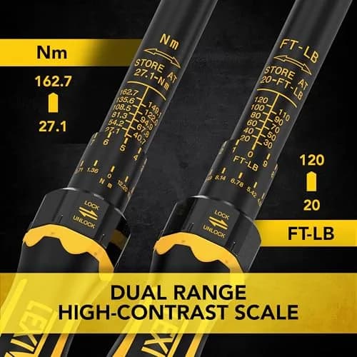 LEXIVON Torque Wrench, 3/8-Inch Drive, Dual Scale 20-120 FT-LB (27.1-162.7 N·m), Premium Rubber-Grip Handle, Deluxe Hybrid Case thumbnail 2
