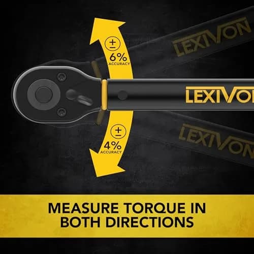LEXIVON Torque Wrench, 3/8-Inch Drive, Dual Scale 20-120 FT-LB (27.1-162.7 N·m), Premium Rubber-Grip Handle, Deluxe Hybrid Case thumbnail 3