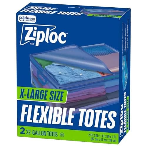 Ziploc Flexible Totes 22 Gallon | Extra Large Reusable Storage Bags with Zipper & Handles thumbnail 1