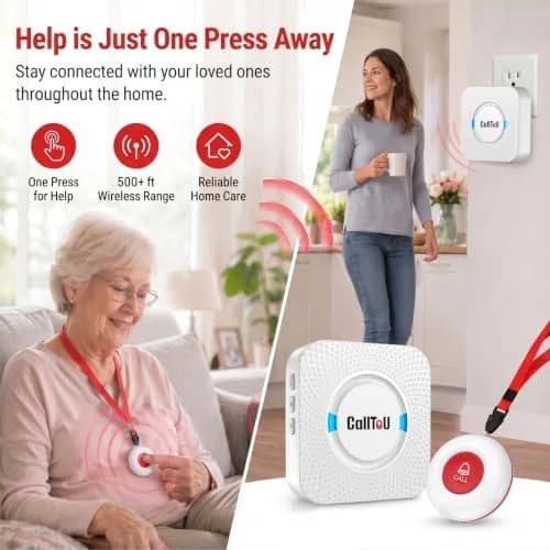 CallToU Wireless Caregiver Pager System with 3 Call Buttons & 1 Receiver | 500+ Feet Range, Waterproof thumbnail 9
