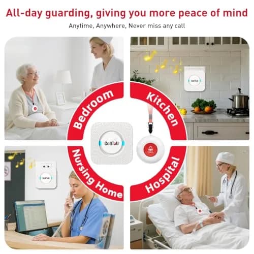 CallToU Wireless Caregiver Pager System with 3 Call Buttons & 1 Receiver | 500+ Feet Range, Waterproof thumbnail 3