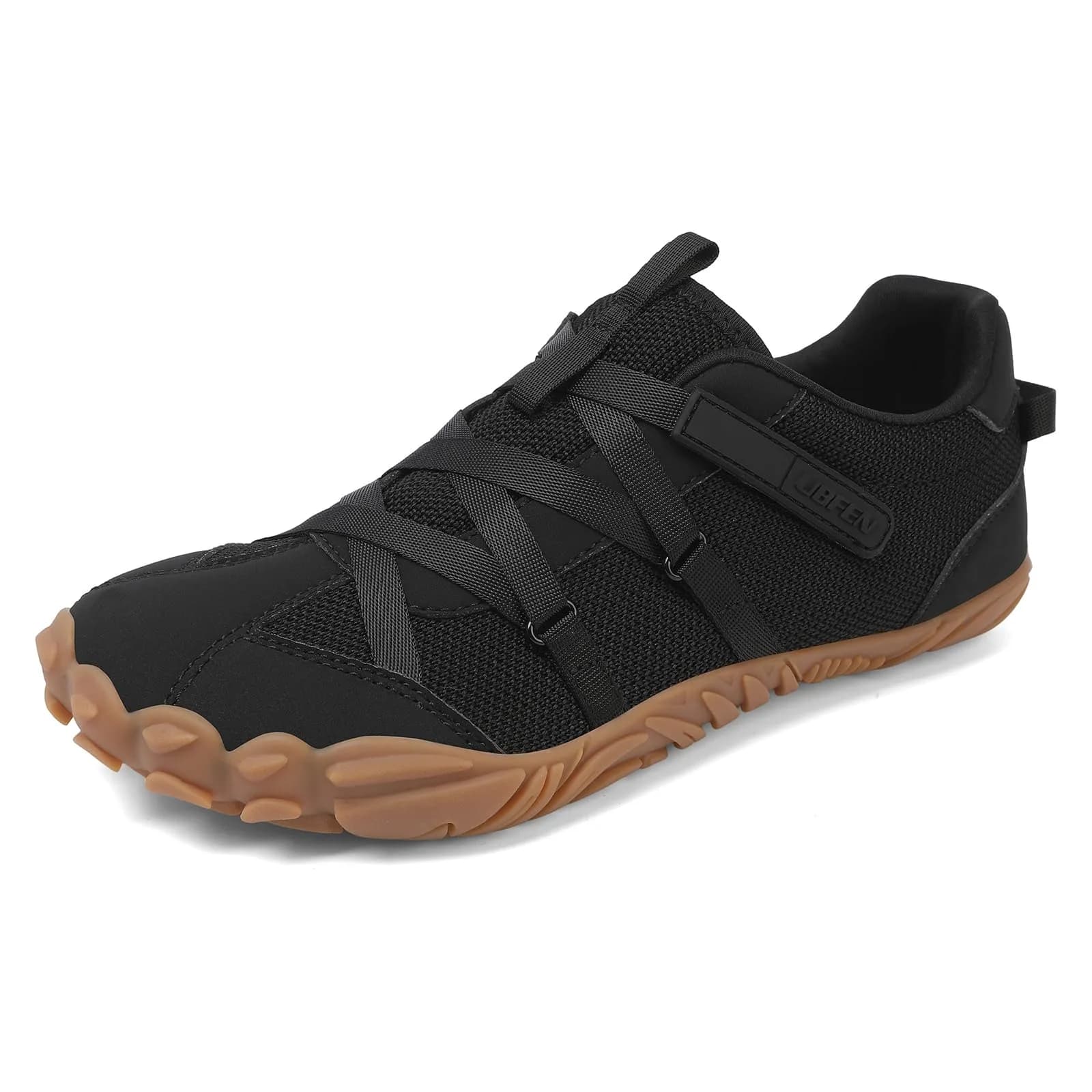 UBFEN Women's Barefoot Shoes Minimalist Wide Toe Box Zero Drop Sneakers Khaki 25.4 cm (10 in) — Black / 8.5