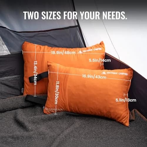 ONETIGRIS Wilddream Camping Pillow Shredded Memory Foam 550g (1.2 lb) Orange | All-Season Comfort for Backpacking & Travel thumbnail 7