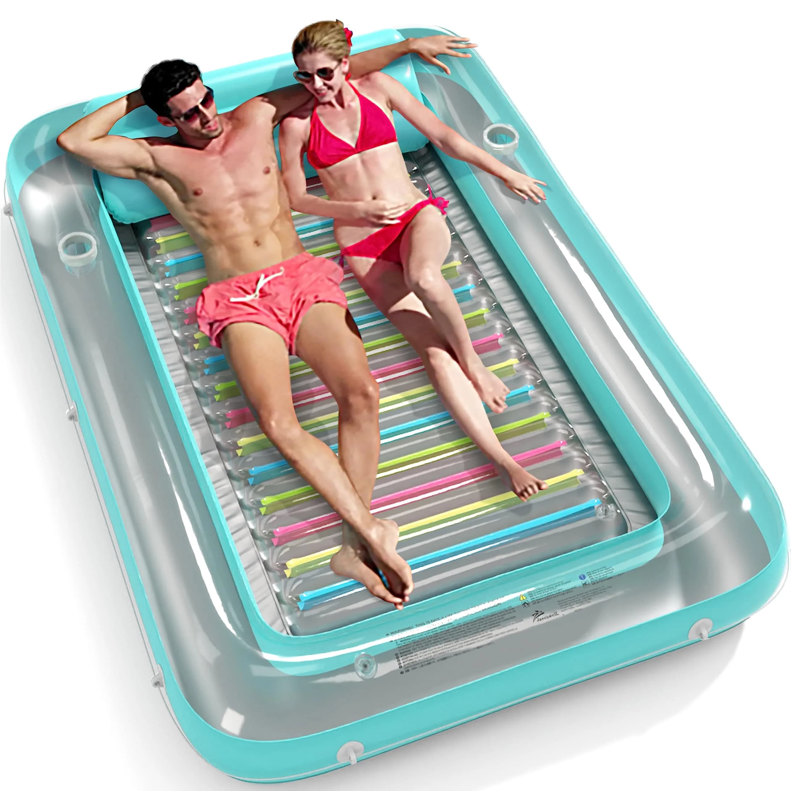 Jasonwell Inflatable Tanning Pool Lounger Float - Lime Green Large | 2.44 kg (5.38 lb) with 500 lb Capacity — Mint Green / XX-Large