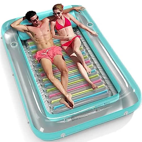 Jasonwell Inflatable Tanning Pool Lounger Float XXL Mint Green | 210 cm (89 in) x 170 cm (67 in) thumbnail 1