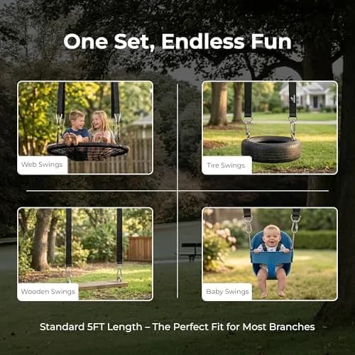 MalloMe Heavy Duty Tree Swing Straps & Hammock Straps for Trees – 2200 LB Capacity, 2 Locking Carabiners & Storage Bag | Safe for Branches or Between 2 Trees thumbnail 5