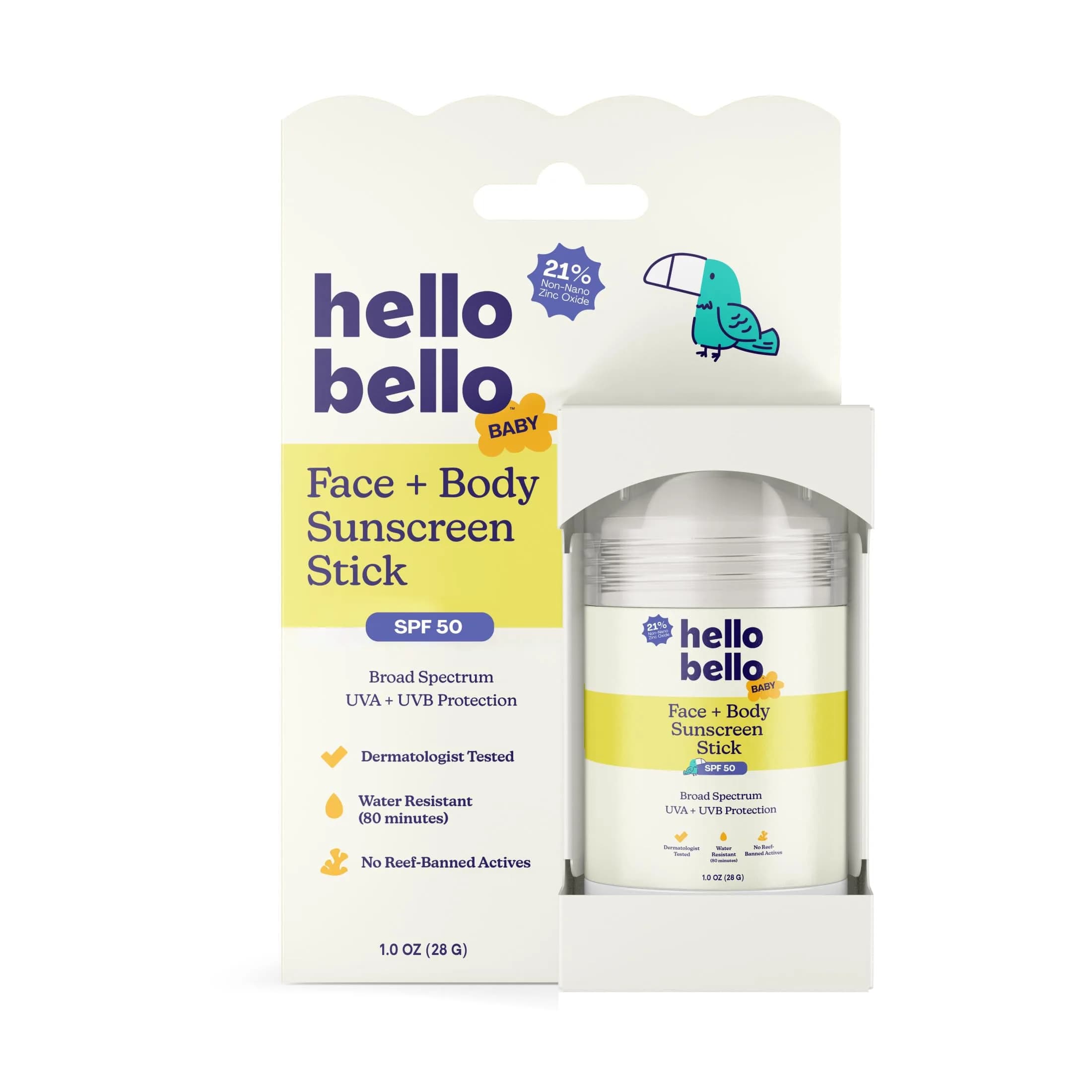 Hello Bello Baby Mineral Sunscreen Stick SPF 50 29.57ml (1oz) | Broad Spectrum UVA/UVB Protection