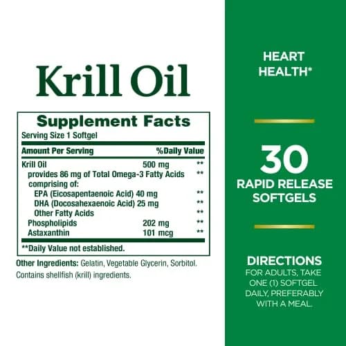 Nature's Bounty Krill Oil 500mg 90 Count (Pack of 3) thumbnail 2
