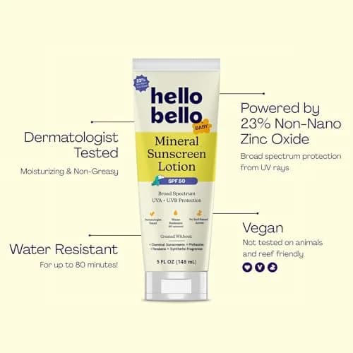 Hello Bello Baby Mineral Sunscreen Lotion SPF 50 148ml (5 fl oz) | Gentle Broad-Spectrum UVA/UVB Protection thumbnail 2