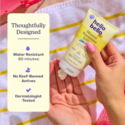 Hello Bello Baby Mineral Sunscreen Lotion SPF 50 148ml (5 fl oz) | Gentle Broad-Spectrum UVA/UVB Protection thumbnail 3