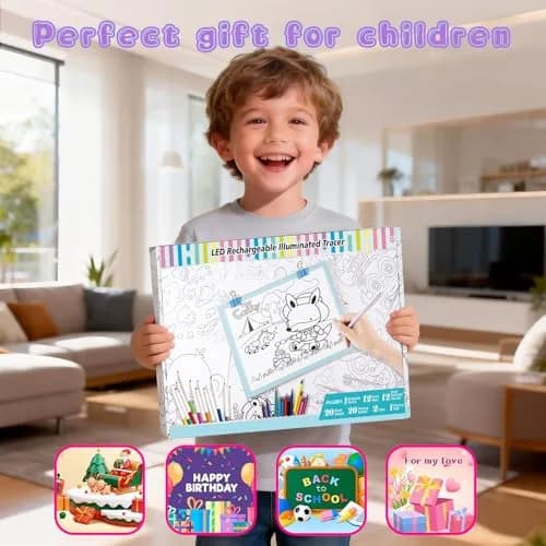 ME456 Light Up Tracing Board Kit Blue 34cm (13.4") | Rechargeable LED Drawing Tablet for Kids Ages 3-12 thumbnail 7