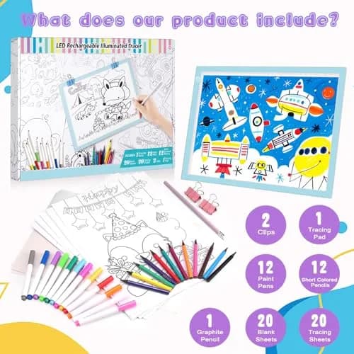 ME456 Light Up Tracing Board Kit Blue 34cm (13.4") | Rechargeable LED Drawing Tablet for Kids Ages 3-12 thumbnail 2