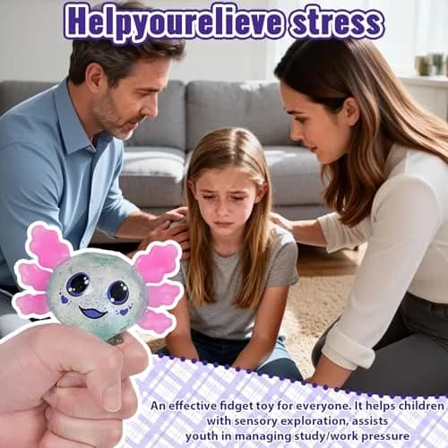 Puffwize Axolotl Squishy Toy Squeeze Stress Ball 9.5cm (3.74") | Non-Toxic Sensory Toy for Kids & Adults thumbnail 5