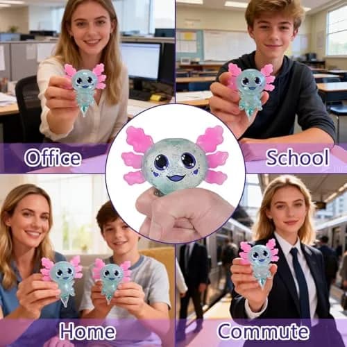 Puffwize Axolotl Squishy Toy Squeeze Stress Ball 9.5cm (3.74") | Non-Toxic Sensory Toy for Kids & Adults thumbnail 2
