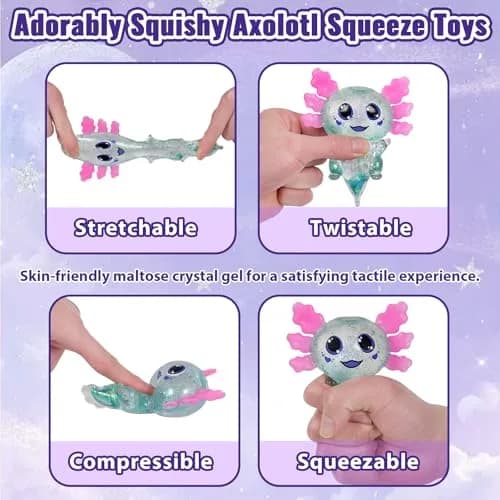 Puffwize Axolotl Squishy Toy Squeeze Stress Ball 9.5cm (3.74") | Non-Toxic Sensory Toy for Kids & Adults thumbnail 3