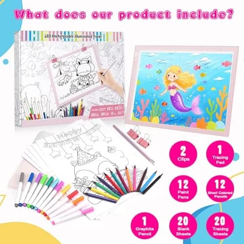 ME456 LED Drawing Tablet Kit 38 cm (15 Inch) Pink | Rechargeable Light Board for Tracing & Diamond Painting thumbnail 2