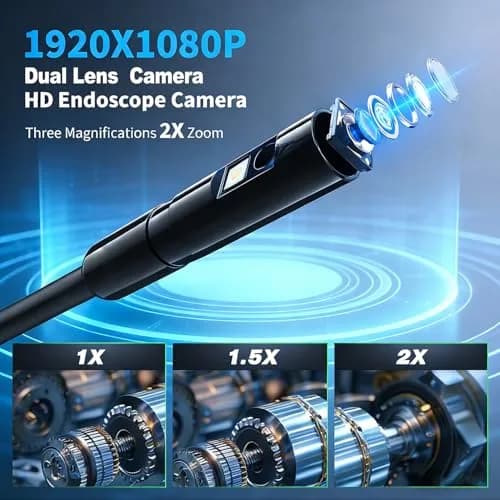 COOVIE Endoscope Camera with Light 1920P HD Dual-Lens | 16.4ft Semi-Rigid Waterproof Inspection Tool thumbnail 3