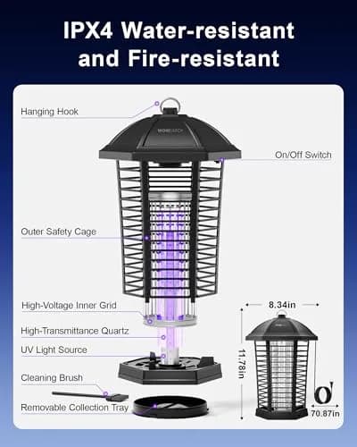 WowCatch LED Bug Zapper Outdoor 4200V Weatherproof IPX4 | Effective Mosquito & Fly Control thumbnail 7