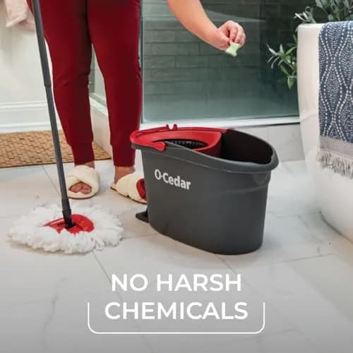 O-Cedar EasyWring Spin Mop System Bundle with 3 Mop Heads, PACS, Gloves & Sponges | 20cm (7.87in) W x 20cm (7.87in) H x 12cm (4.72in) L thumbnail 6