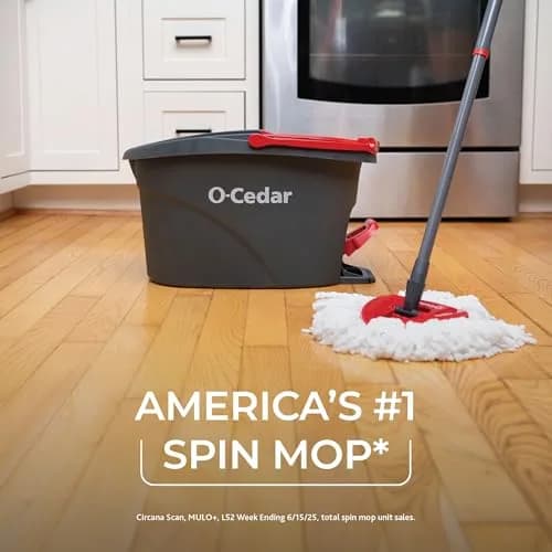 O-Cedar EasyWring Spin Mop System Bundle with 3 Mop Heads, PACS, Gloves & Sponges | 20cm (7.87in) W x 20cm (7.87in) H x 12cm (4.72in) L thumbnail 2