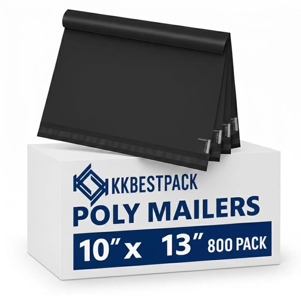 KKBESTPACK Black Poly Mailers 10x13 in, 800 Pcs | Bulk Shipping Bags for Clothing